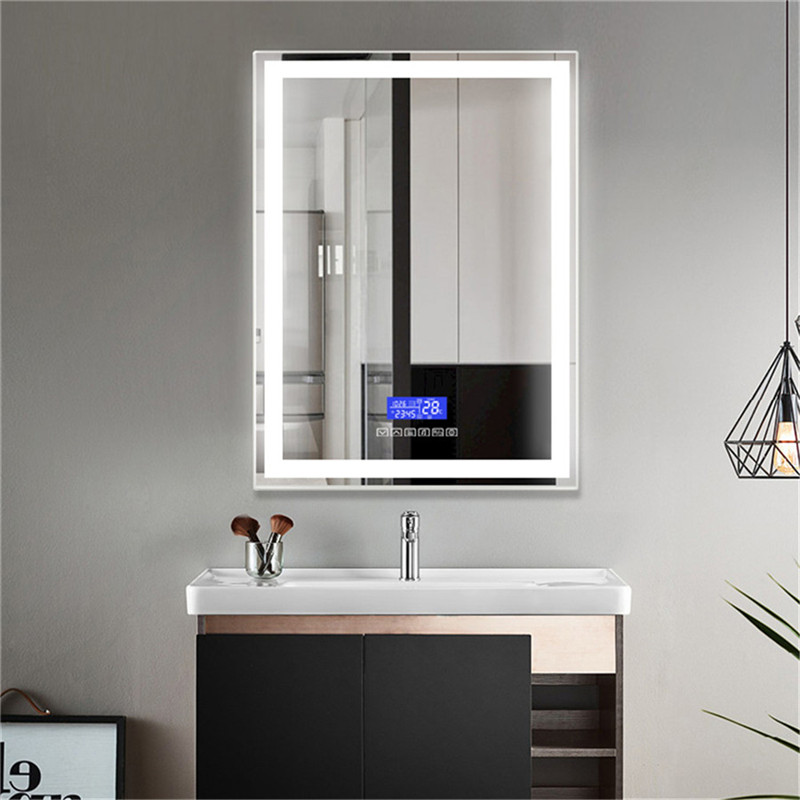 Vertikální stěna montovaná do LED koupelny Smart Mirror s funkcí teploty Bluetooth reproduktor