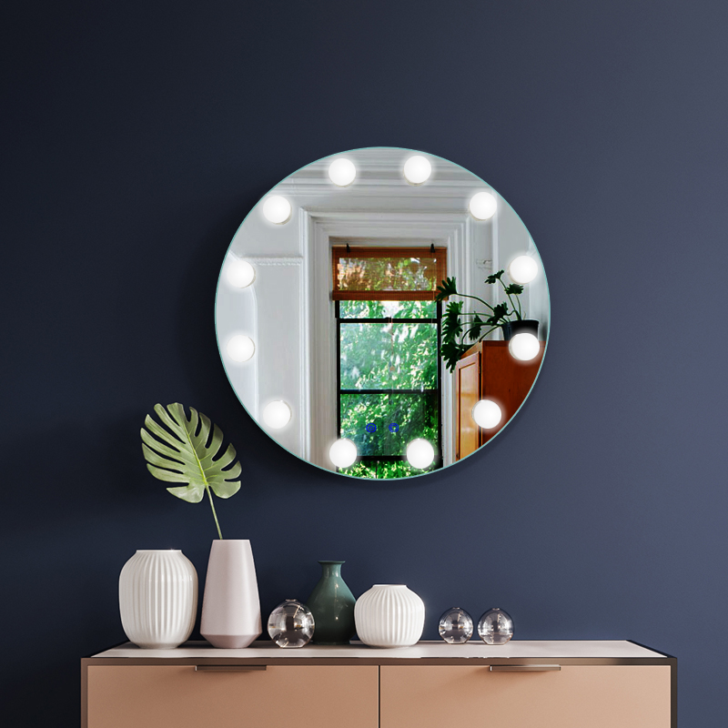Round Shape Desktop Style Iluminated Feature Hollywood Vanity Mirror