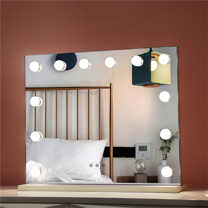 Ložnice Lighted Standing LED Cosmetic Mirror Dimmable Bulbs Makeup Vanity Hollywood Mirror