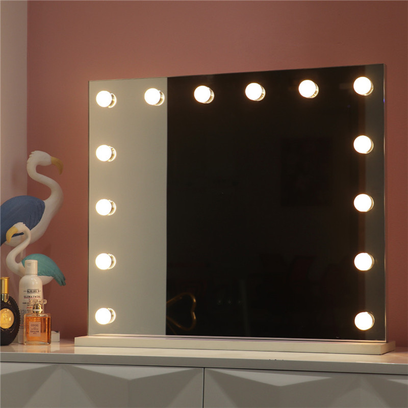 White Large Desktop Hollywood Mirror s 14PCS Lighted Bulbs Makeup Vanity Dressing